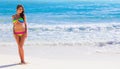 Happy girl in bikini at seaside Royalty Free Stock Photo