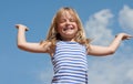 Happy girl and blue sky