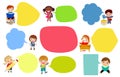 Happy girl and boy speaking a message, with blank speech balloon Royalty Free Stock Photo