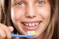 Girl brushing her teeth Royalty Free Stock Photo