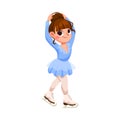 Happy Girl Character Ice Skating Do Sport and Physical Body Training Vector Illustration Royalty Free Stock Photo