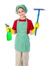 Happy girl with cleaning equipment Royalty Free Stock Photo