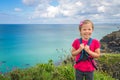 Happy girl on the Cornish coast