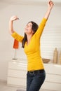 Happy girl dancing with earphones Royalty Free Stock Photo