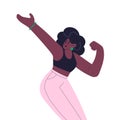 Happy girl dancing. Young energetic black woman at party, moving to music. Modern African-American female dancer with Royalty Free Stock Photo