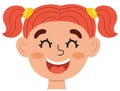 Happy girl face. Little kid smiling clipart. Excited emotion