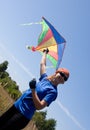 Happy girl flying kite Royalty Free Stock Photo