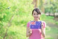 Happy girl hold australian flag Royalty Free Stock Photo
