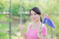 Happy girl hold australian flag Royalty Free Stock Photo