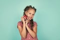 happy girl holding apples from garden. kid hold fresh fruit. child eating red apple. summer healthy food. vegetarian Royalty Free Stock Photo