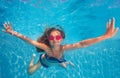 Happy girl holding breath swimming under water Royalty Free Stock Photo