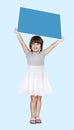 Happy girl holding an empty square board Royalty Free Stock Photo