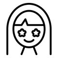 Happy girl icon outline vector. Face delight