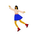 Happy Girl Jumping, Young Woman Celebrating, Dance Party, Friendship, Sport Concept Vector Illustration