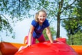 Happy Girl on Jupming Castle Royalty Free Stock Photo