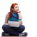 Happy girl with laptop Royalty Free Stock Photo