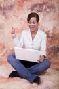 Happy girl with laptop Royalty Free Stock Photo