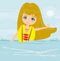 Happy girl in lifejacket Royalty Free Stock Photo