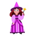 Happy girl in Magic princess costume for Halloween vector illustration Royalty Free Stock Photo