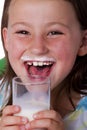 Happy girl with milk mustache
