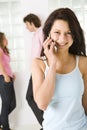 Happy girl with mobile phone Royalty Free Stock Photo