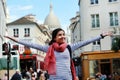 Happy girl on Montmartre in Paris Royalty Free Stock Photo