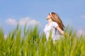 Happy girl on natural background