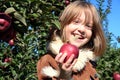 Happy Girl offers fresh apple Royalty Free Stock Photo