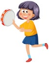 Happy girl playing tambourine Royalty Free Stock Photo