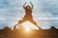 Happy girl rejoices summer Royalty Free Stock Photo