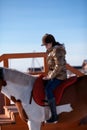 Happy girl riding horse Royalty Free Stock Photo