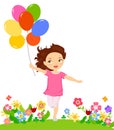 Happy girl running with balloon Royalty Free Stock Photo