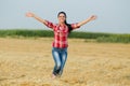 Happy girl running in the field Royalty Free Stock Photo