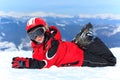 Happy girl in ski helmet Royalty Free Stock Photo