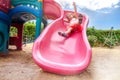 Happy Girl on Slide Royalty Free Stock Photo