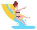 Happy girl sliding down on water slide Royalty Free Stock Photo