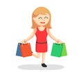 Happy girl standing with four shopping bag Royalty Free Stock Photo