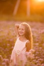 Happy girl or summer forest park open arms with happiness, hope and vitality. Caucasian girl relaxing and enjoying life on nature Royalty Free Stock Photo