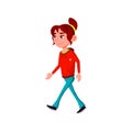 happy girl teen walking in forest cartoon vector