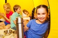 Happy girl with thermos Royalty Free Stock Photo