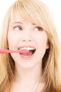 Happy girl with toothbrush Royalty Free Stock Photo