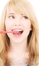 Happy girl with toothbrush Royalty Free Stock Photo