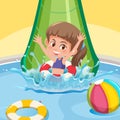 A happy girl at water slide Royalty Free Stock Photo