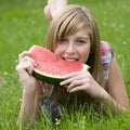 Happy girl with watermelon Royalty Free Stock Photo