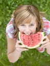 Happy girl with watermelon Royalty Free Stock Photo
