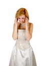 Happy girl in a white evening dress and necklace Royalty Free Stock Photo