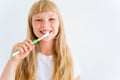 Girl brushing teeth Royalty Free Stock Photo