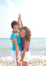 Happy girls having fun on the beach Royalty Free Stock Photo