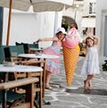 Happy girls and icecream cone Royalty Free Stock Photo