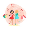 Happy Girls with Shopping Bags. Friends Forever Royalty Free Stock Photo